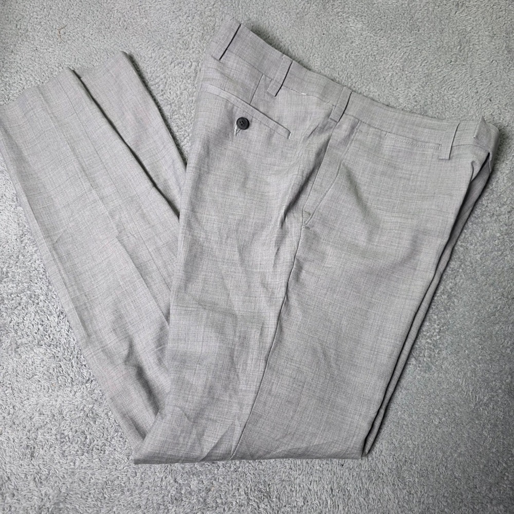Louis Raphael Mens 34x32 Luxe Slim Fit Dress Pants Gray Wool Blend Slacks